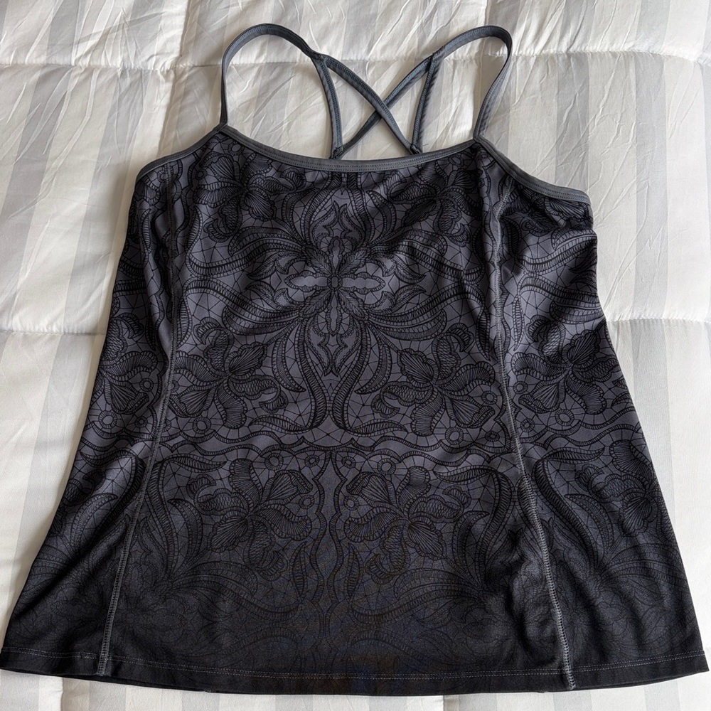 Women’s Athleta tank, charcoal gray and black, size large